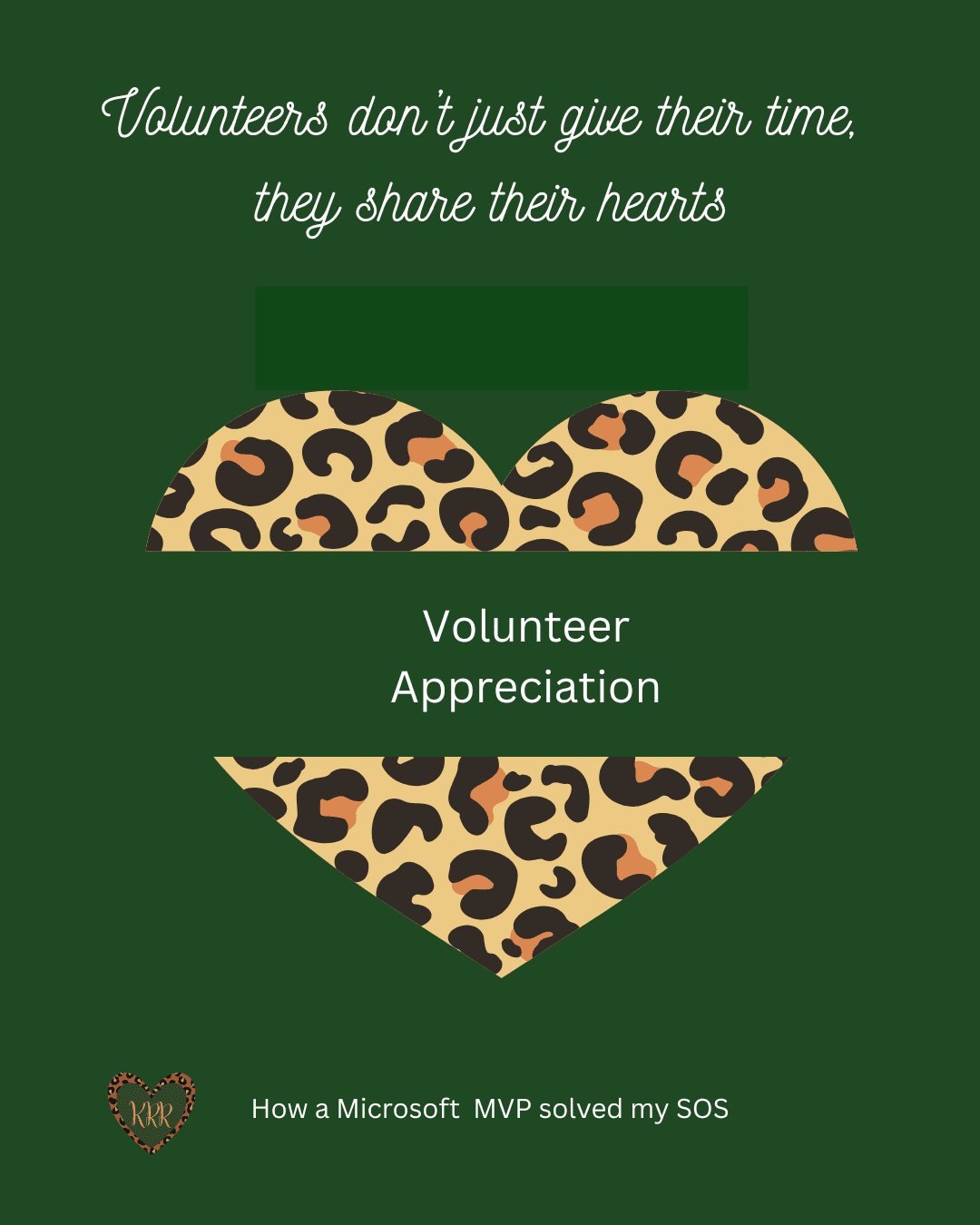 . Cover image of Volunteer Appreciation A leopard-printed heart with the words Volunteer Appreciation in the center